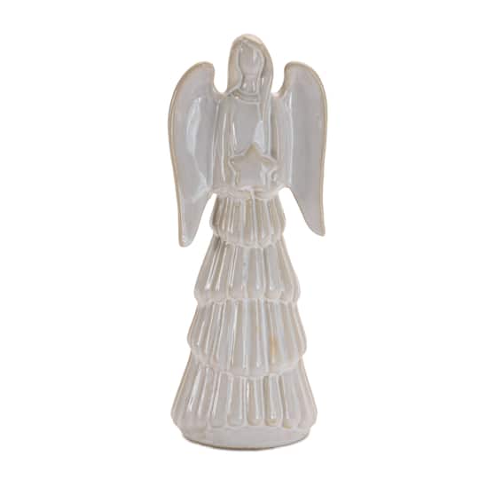Melrose 7.25" White Glazed Angel Figurines Set